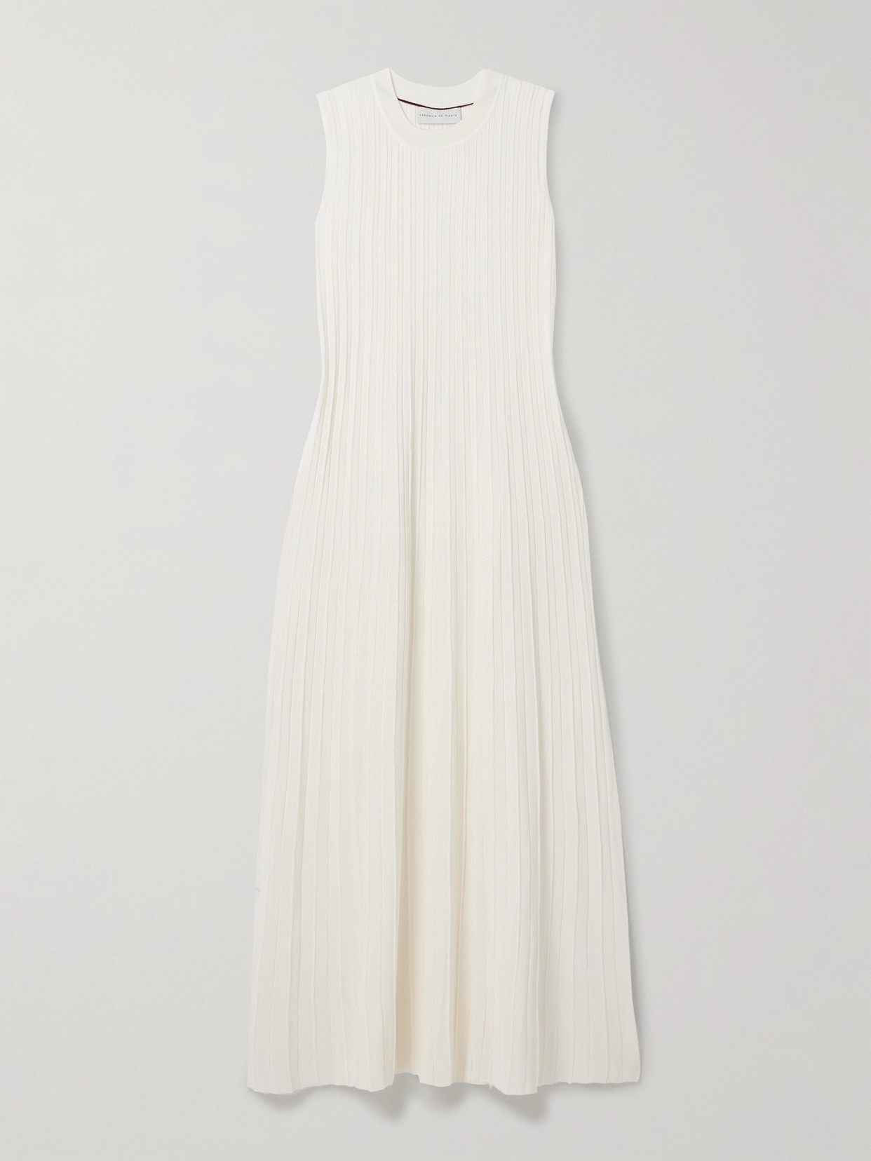 Veronica De Piante Zeta Ribbed-knit Silk Midi Dress In White