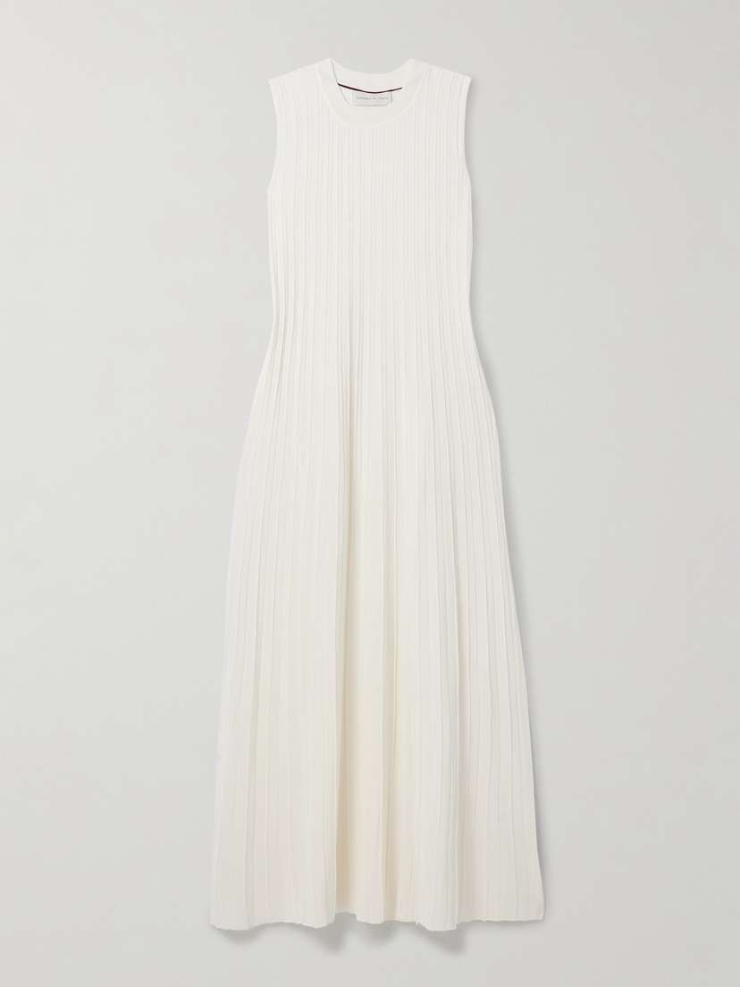 Veronica de Piante Zeta Ribbed-knit Silk Midi Dress