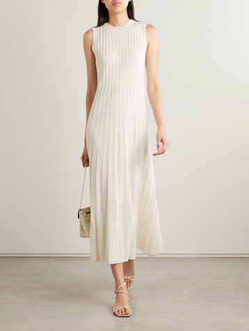 Veronica De Piante Zeta ribbed-knit silk midi dress