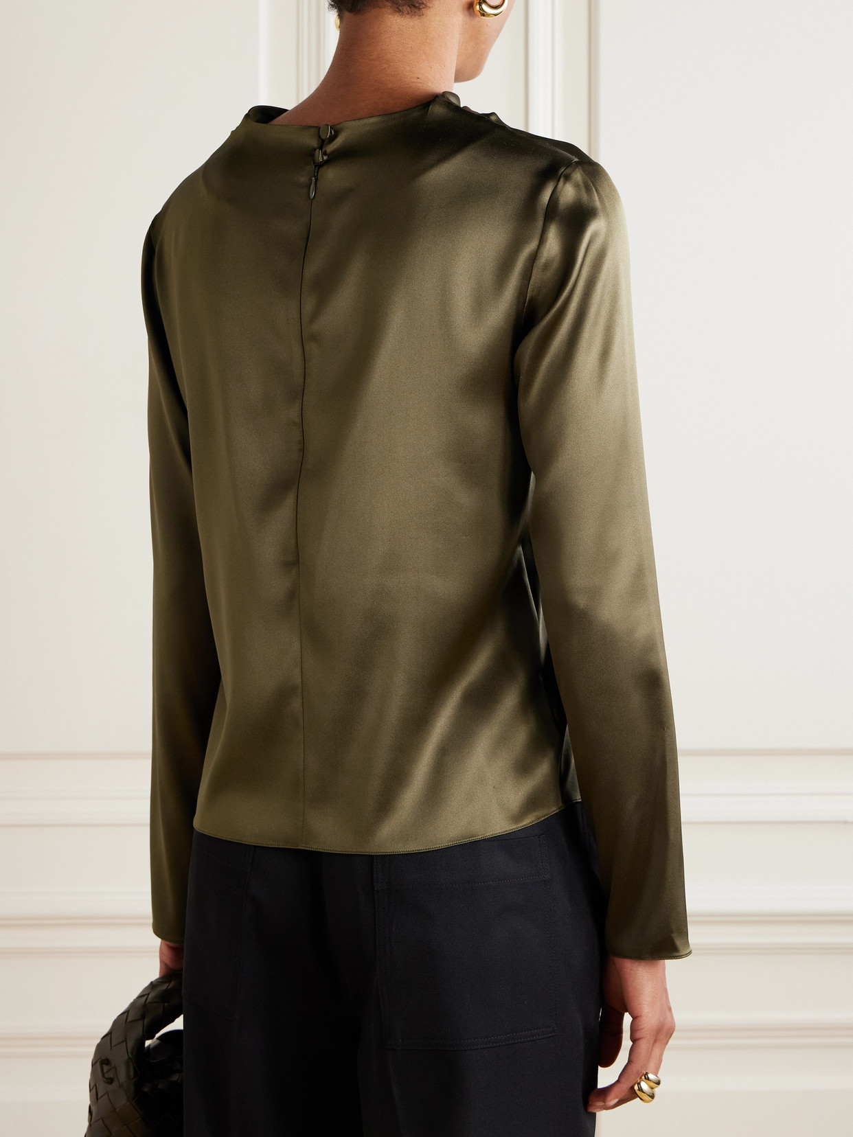 Veronica De Piante Cecilia Draped Stretch-silk Satin Top