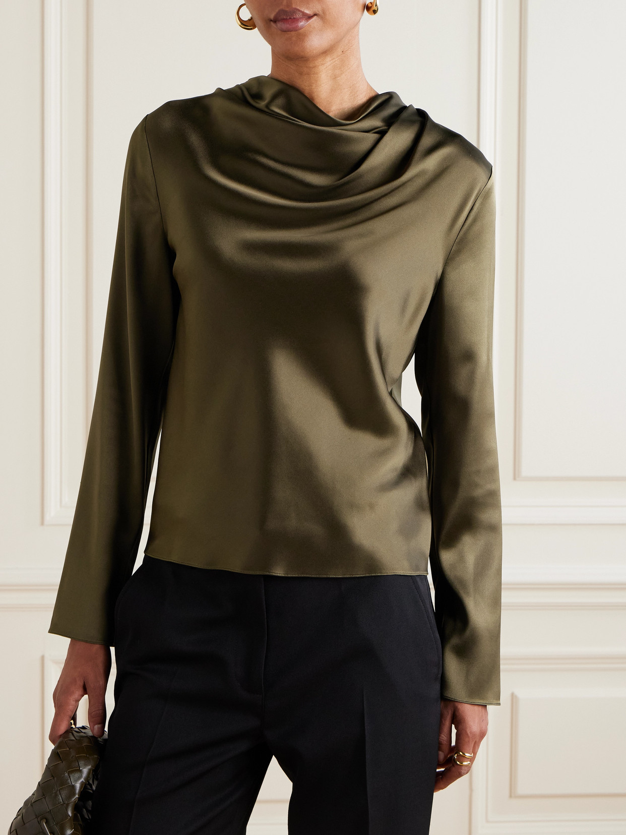Veronica De Piante Cecilia Draped Stretch-silk Satin Top