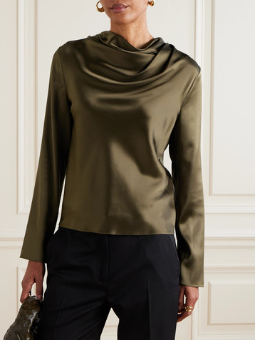 Veronica De Piante Cecilia draped stretch-silk satin top