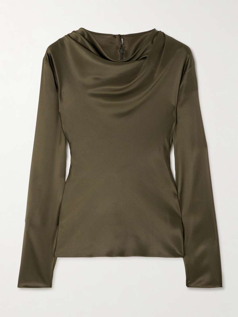 Veronica de Piante Cecilia Draped Stretch-silk Satin Top