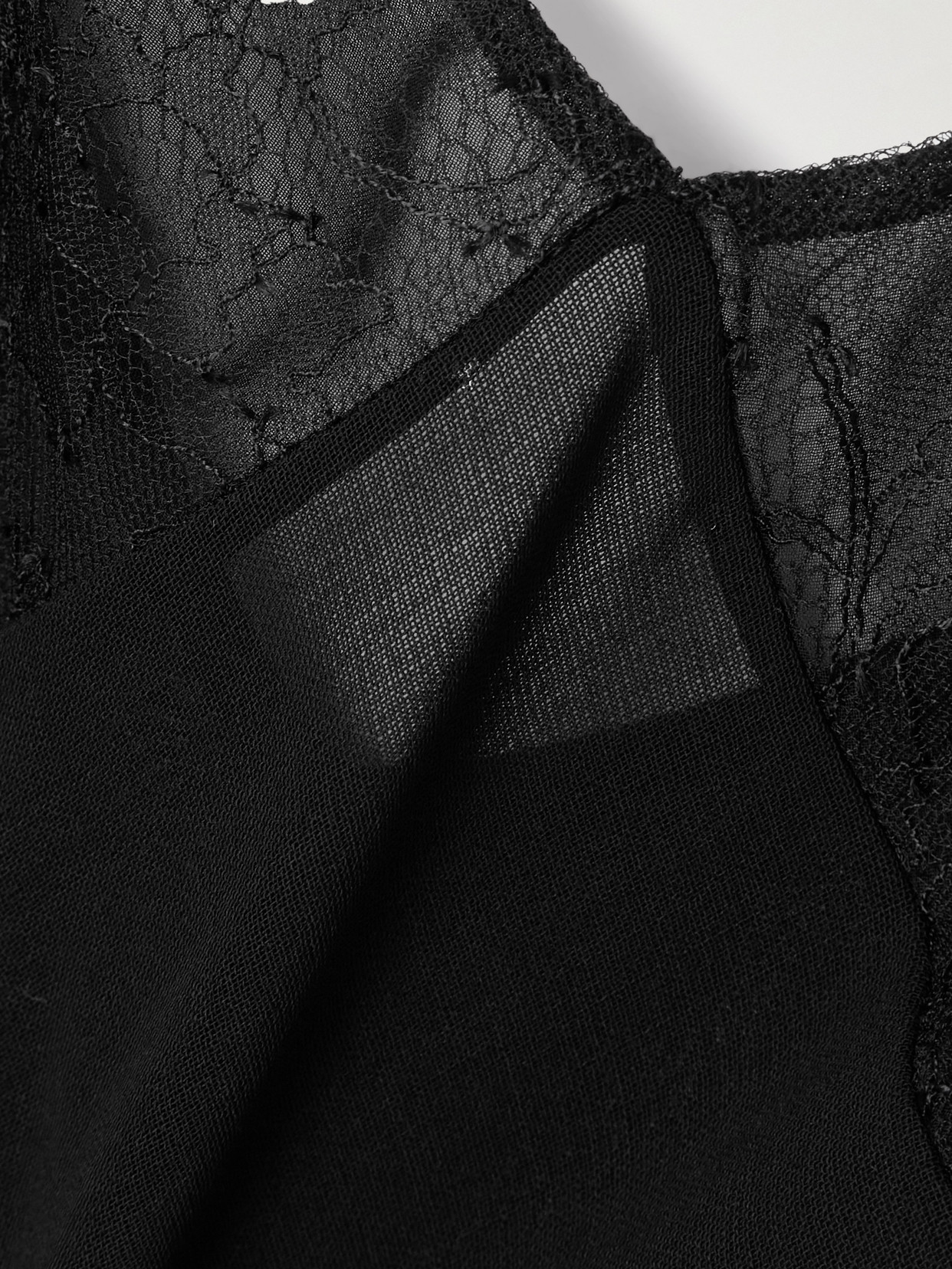 Veronica De Piante Martina Chantilly Lace-trimmed Wool-voile Camisole