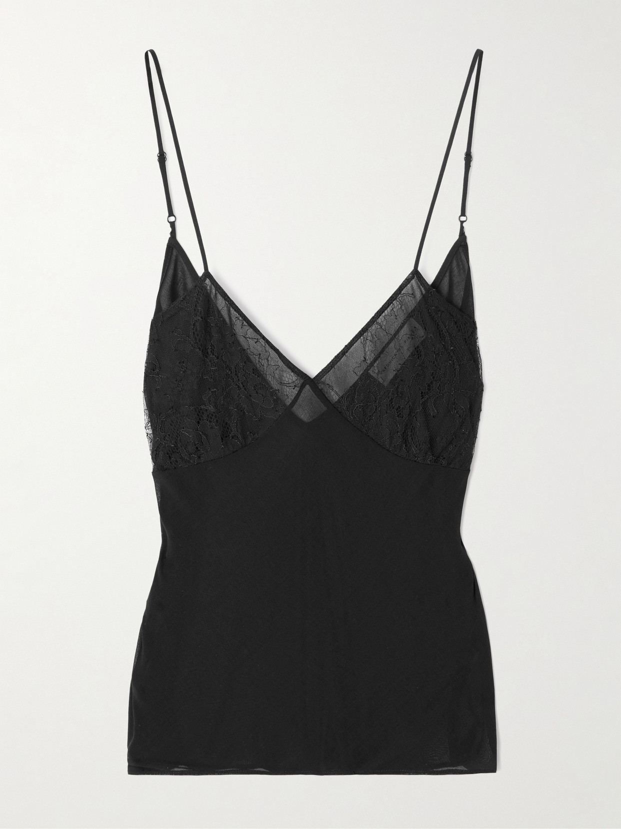 Veronica De Piante Martina Chantilly Lace-trimmed Wool-voile Camisole