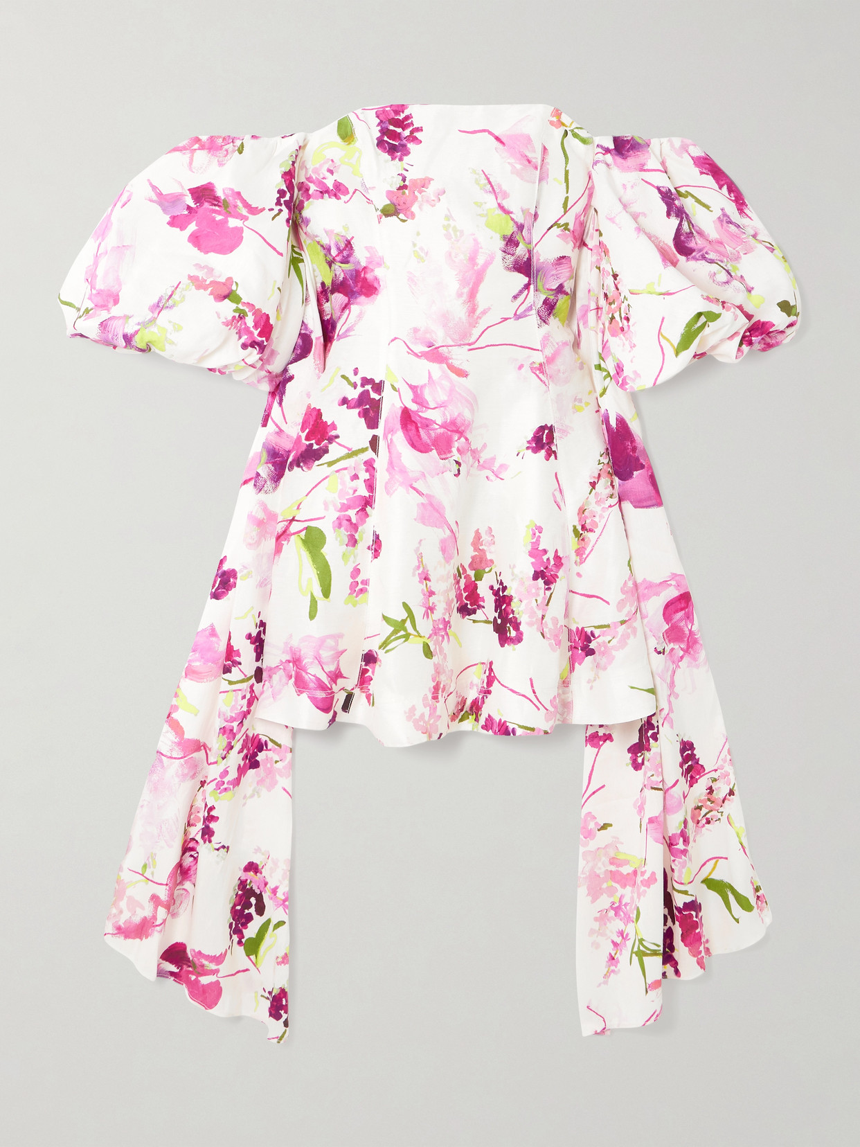 Aje Incarnation Draped Floral-print Linen-blend Mini Dress