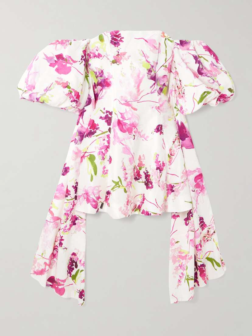 Aje Incarnation Draped Floral-print Linen-blend Mini Dress