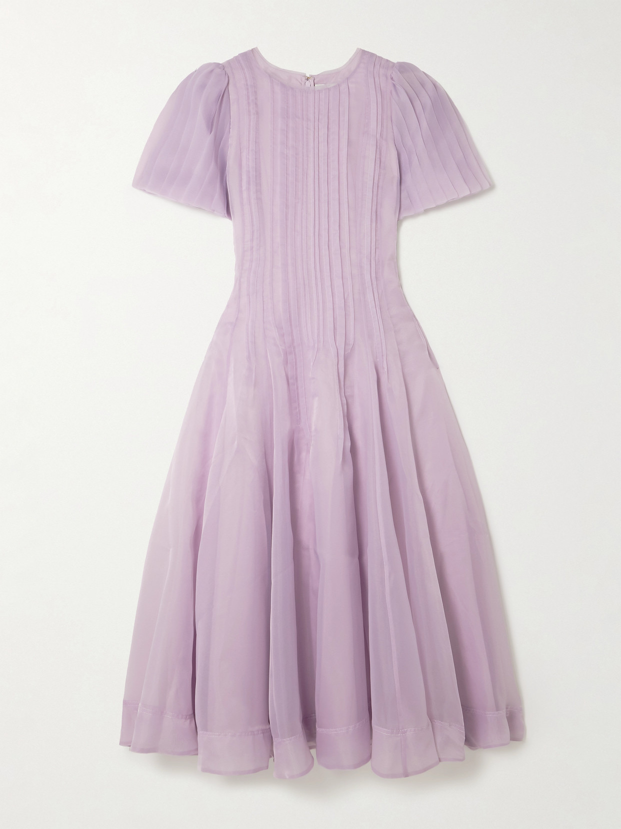 Aje Nova Pleated Organza Midi Dress In Purple