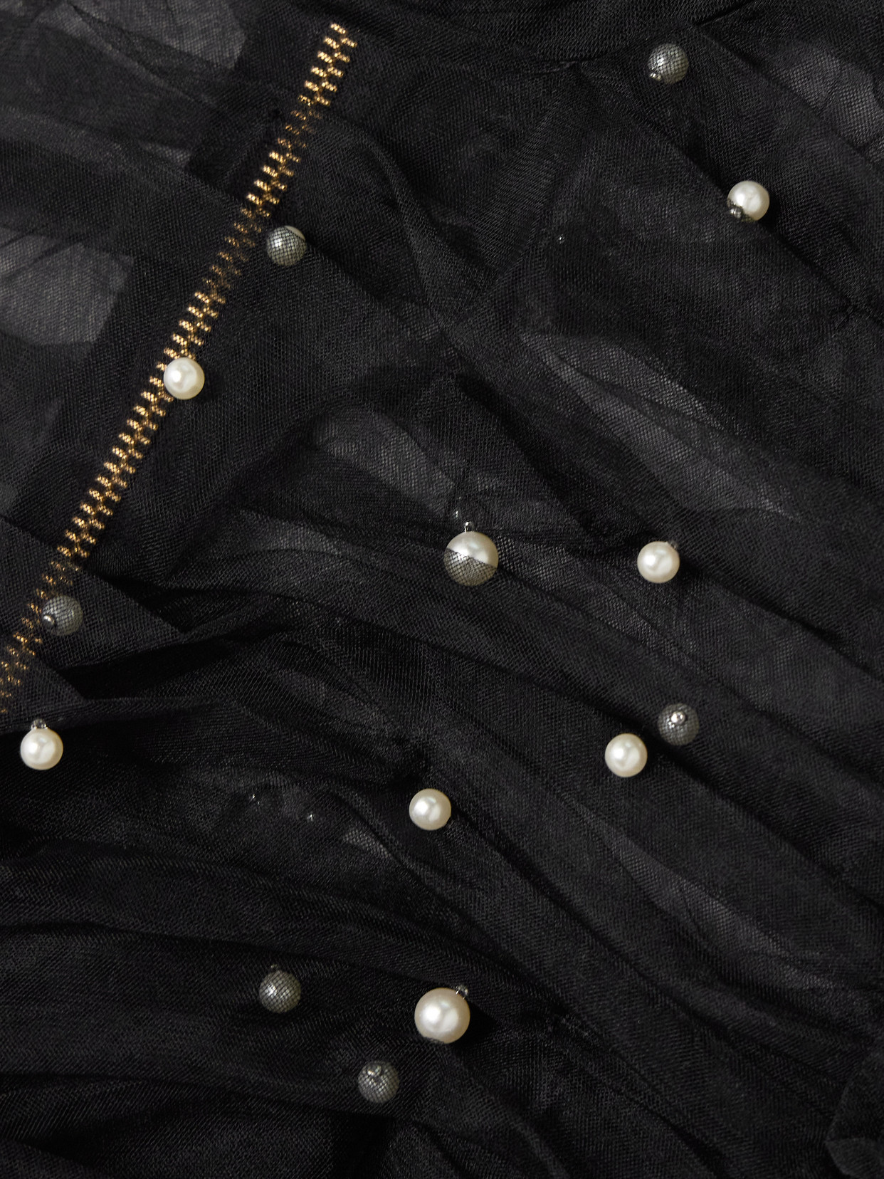 Juniper Embellished Gathered Tulle Blouse