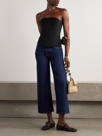Aje Otta strapless pleated linen-blend bustier top