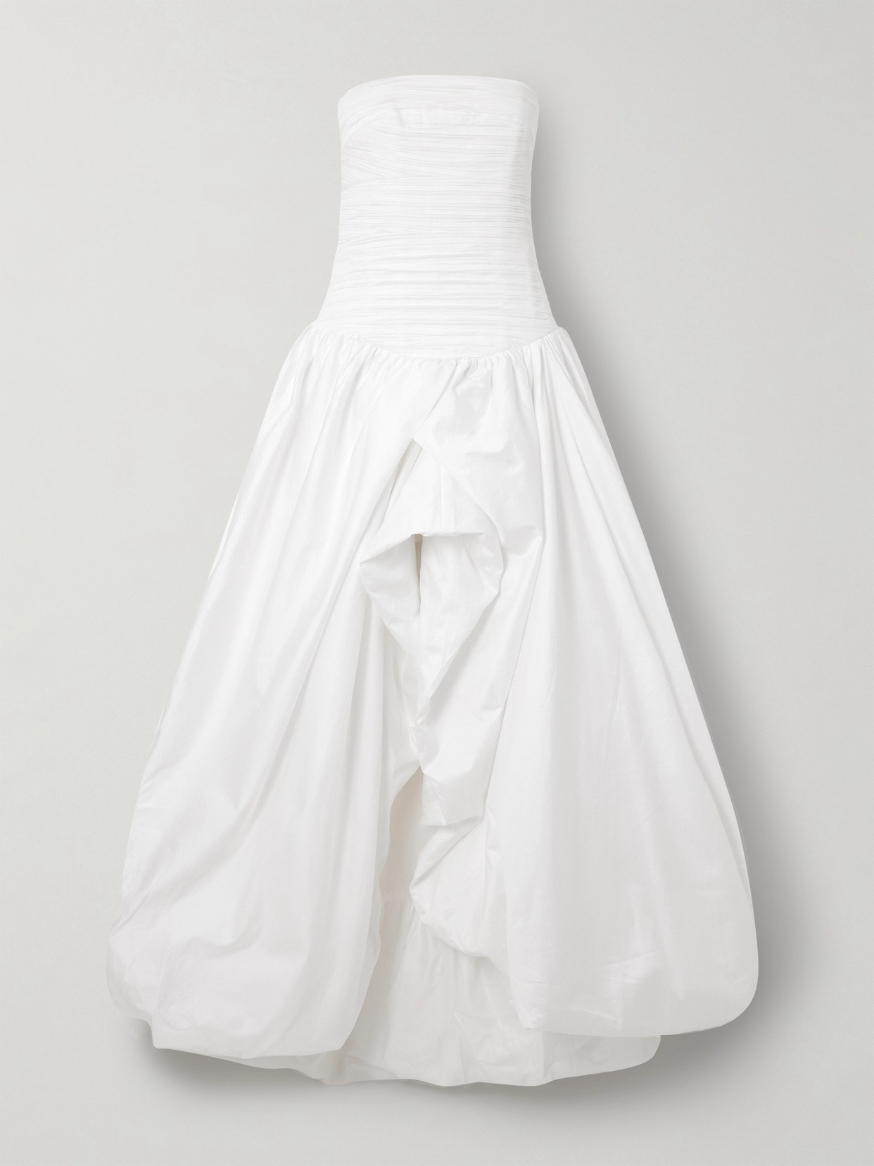Aje Violette Strapless Ruched Cotton-poplin Gown In White