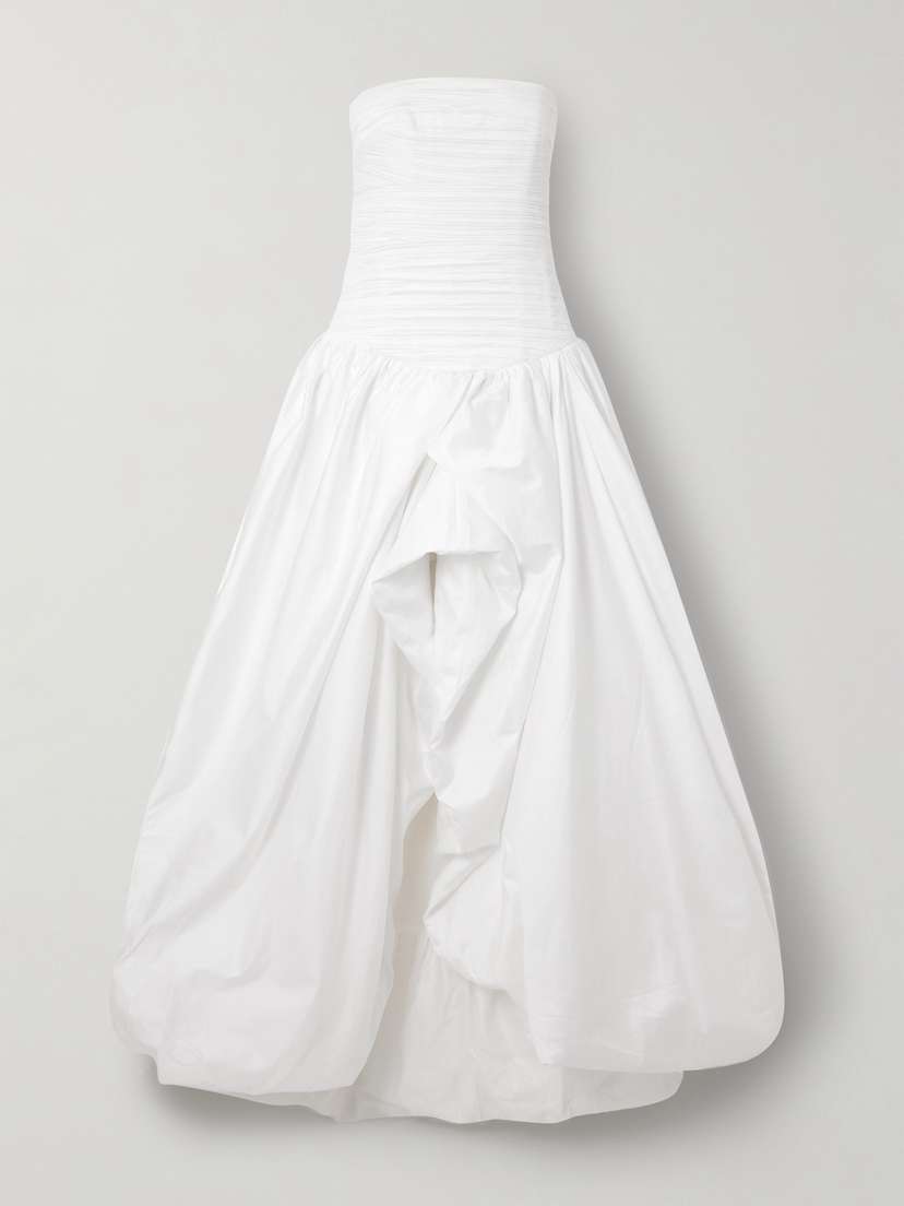 Aje Violette Strapless Ruched Cotton-poplin Gown