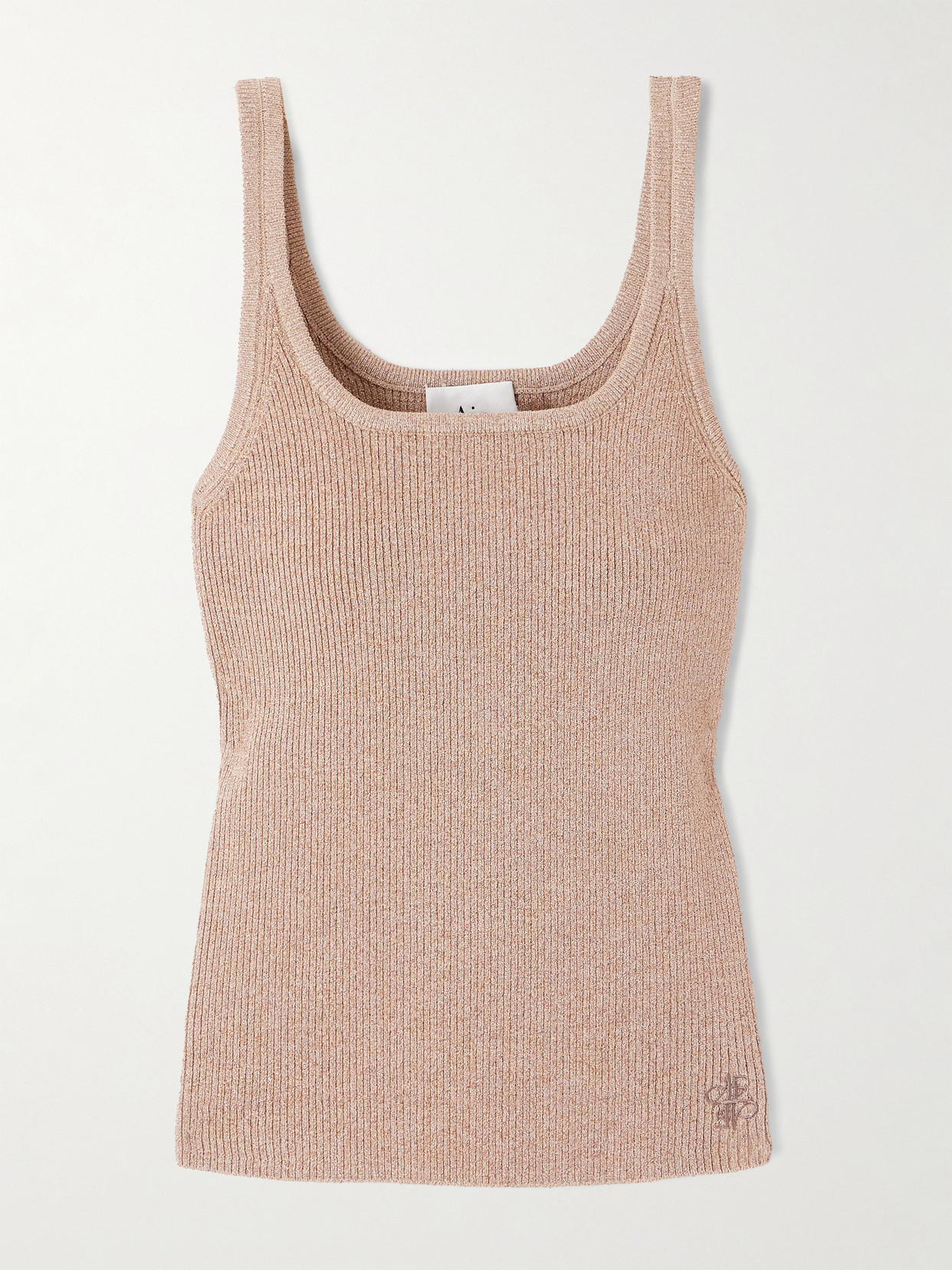 Aje Breeze Metallic Ribbed-knit Tank