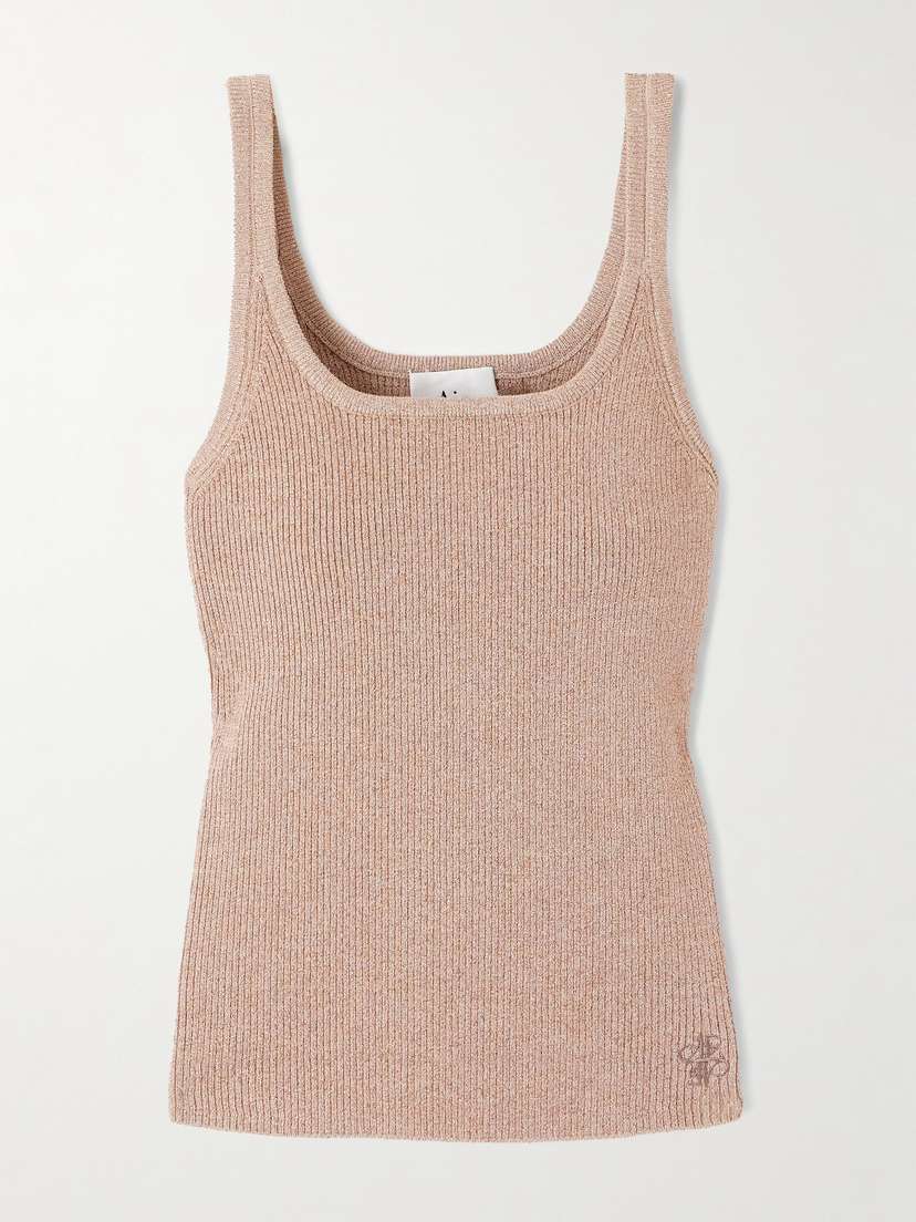 Aje Breeze Metallic Ribbed-knit Tank
