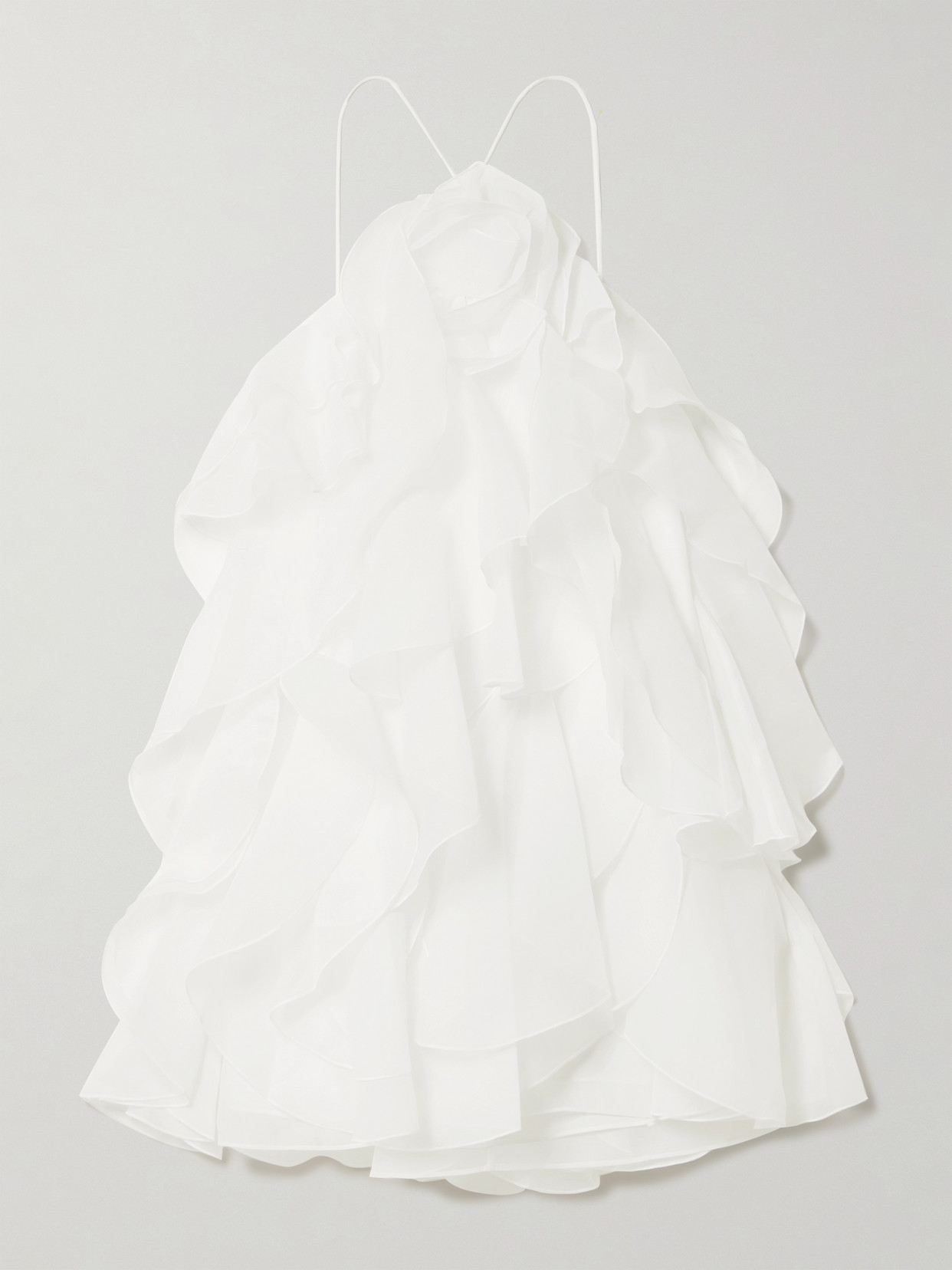 Aje Pandorea Appliquéd Ruffled Layered Chiffon Mini Dress In White