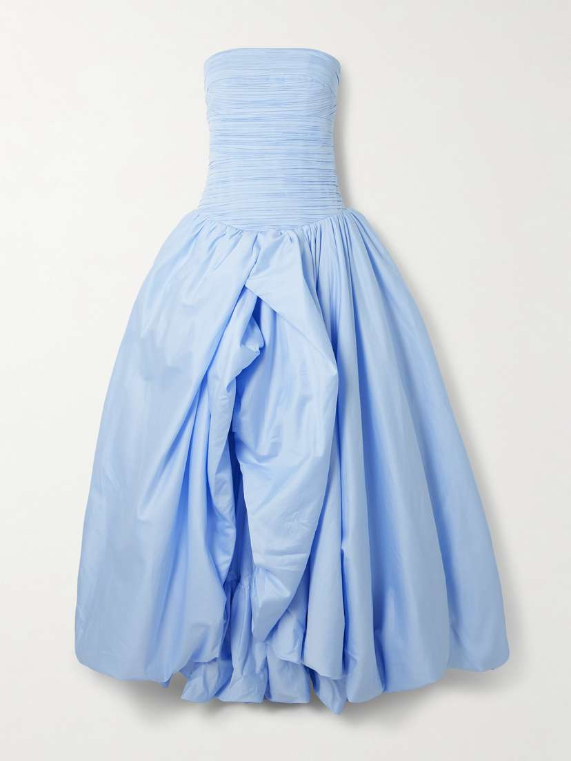 Aje Violette Strapless Ruched Cotton-poplin Gown