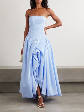 Aje Violette strapless ruched cotton-poplin gown