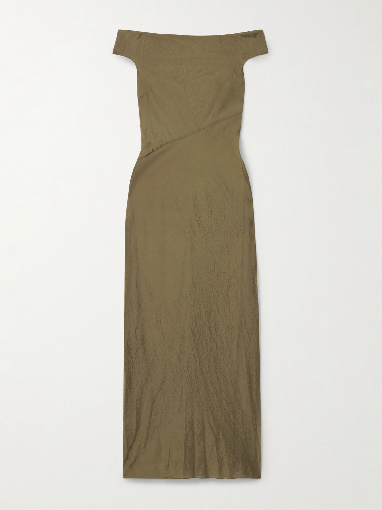 Staud Cheyenne Off-the-shoulder Crinkled-organza Maxi Dress In Brown