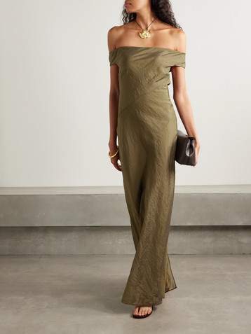 Staud Cheyenne off-the-shoulder crinkled-organza maxi dress