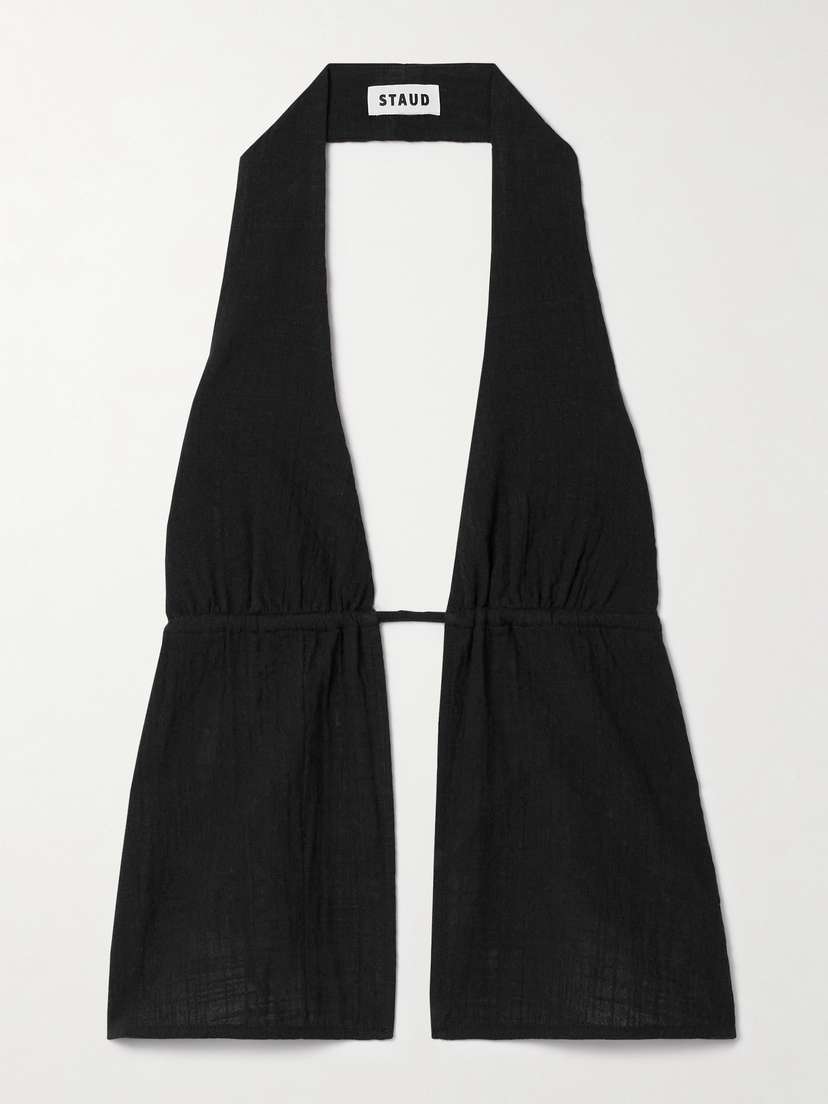 Staud Flores Cotton-gauze Halterneck Top