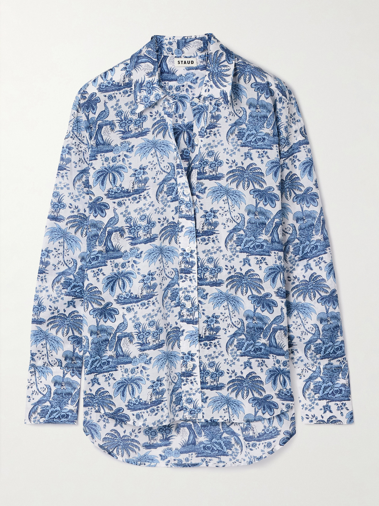 Staud Colton Printed Cotton-voile Shirt