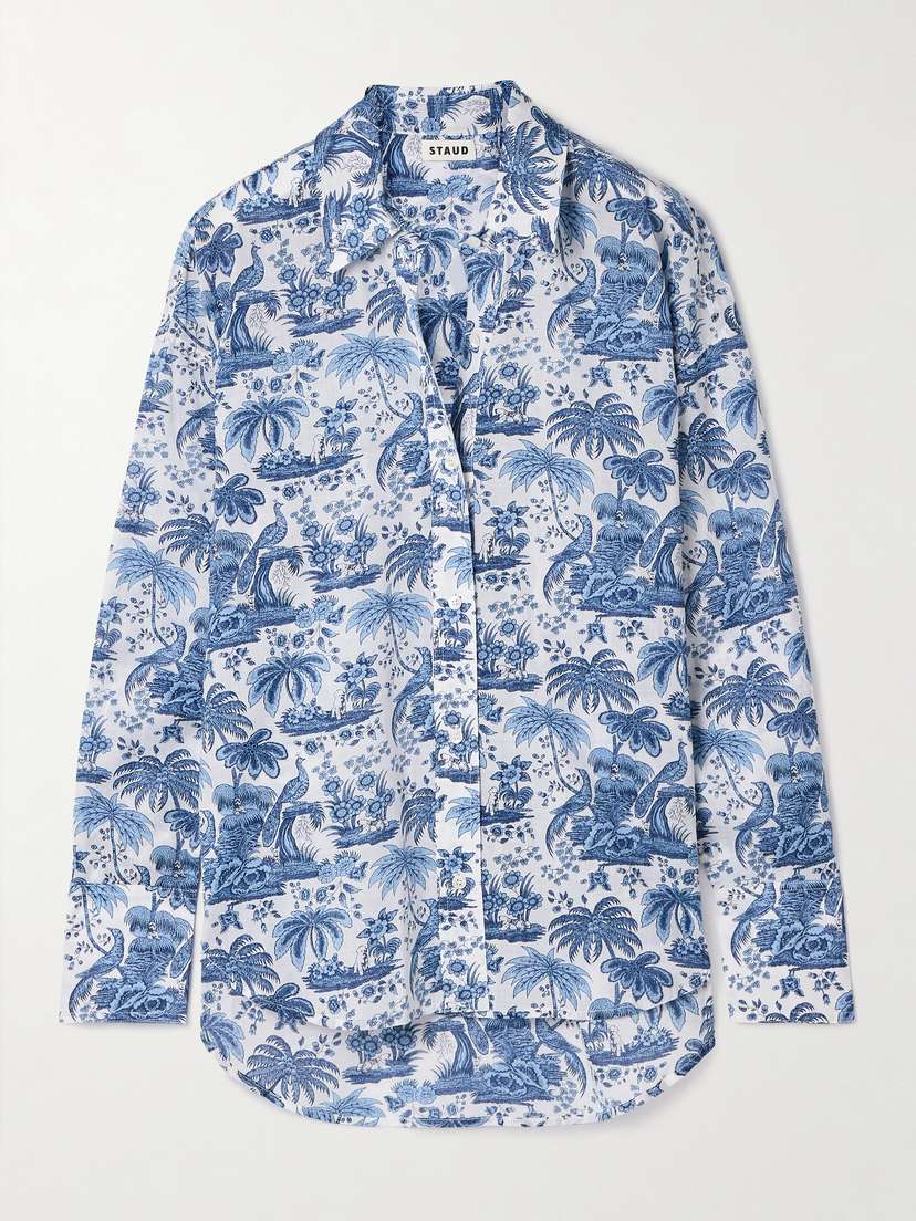 Staud Colton Printed Cotton-voile Shirt
