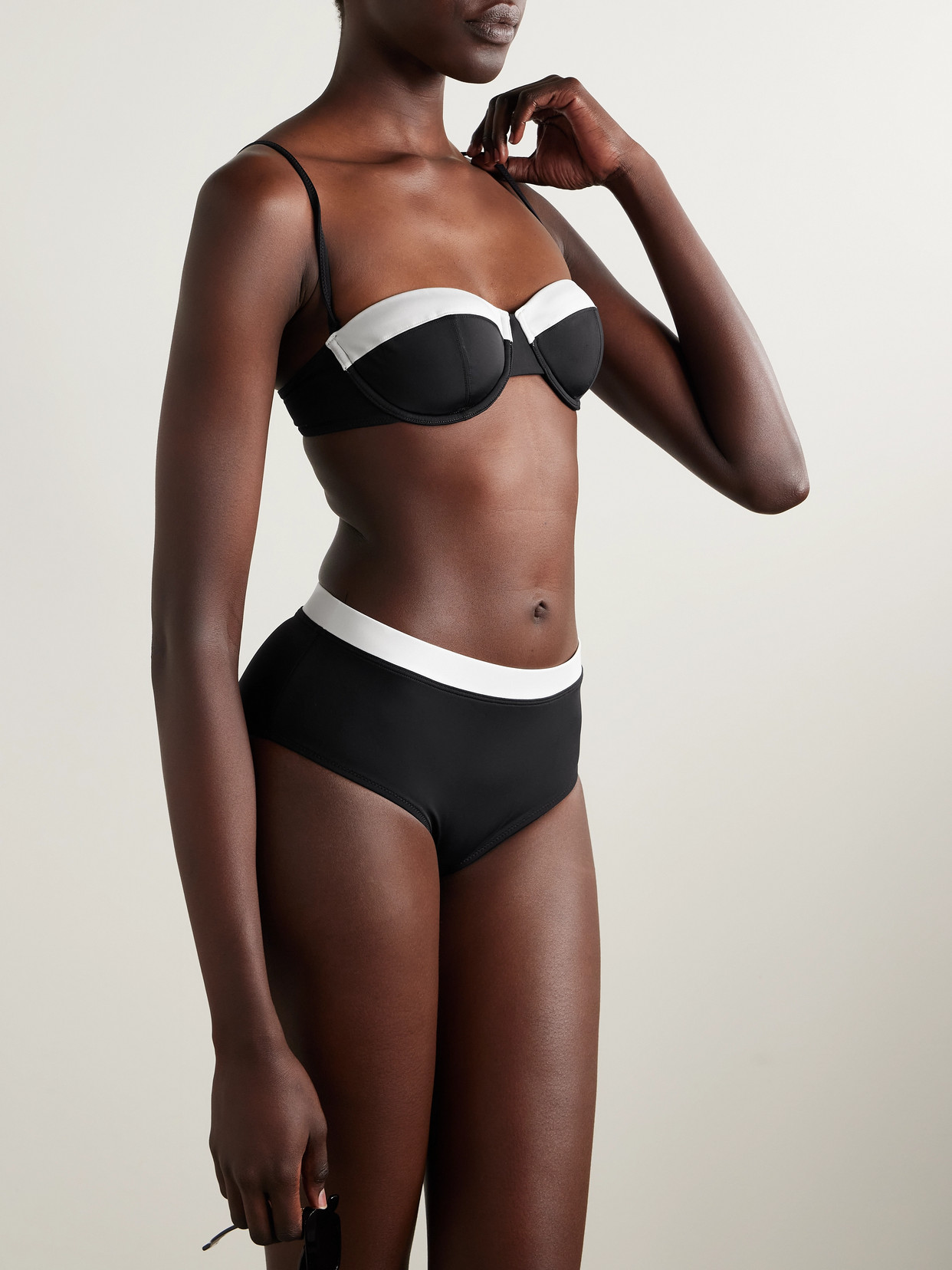 Staud Jo Two-tone Underwired Balconette Bikini Top