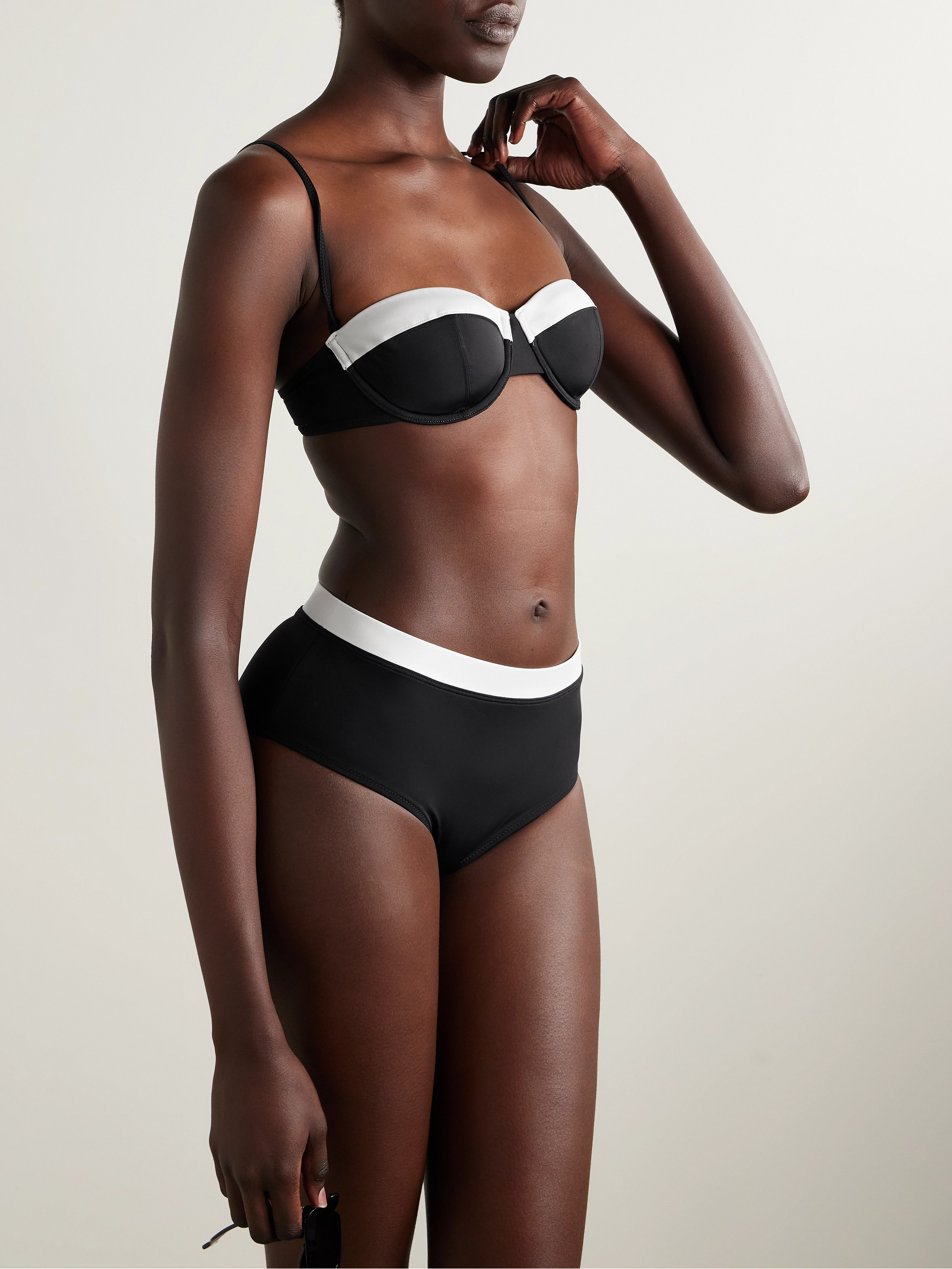 Staud Jo two-tone underwired balconette bikini top