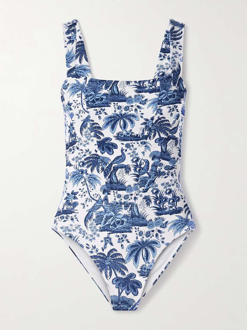 Staud Adelaide Paneled Printed Recycled Swimsuit