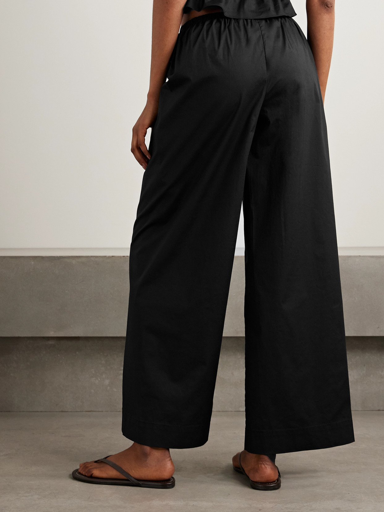 STAUD BONFIRE COTTON-BLEND POPLIN WIDE-LEG PANTS 
