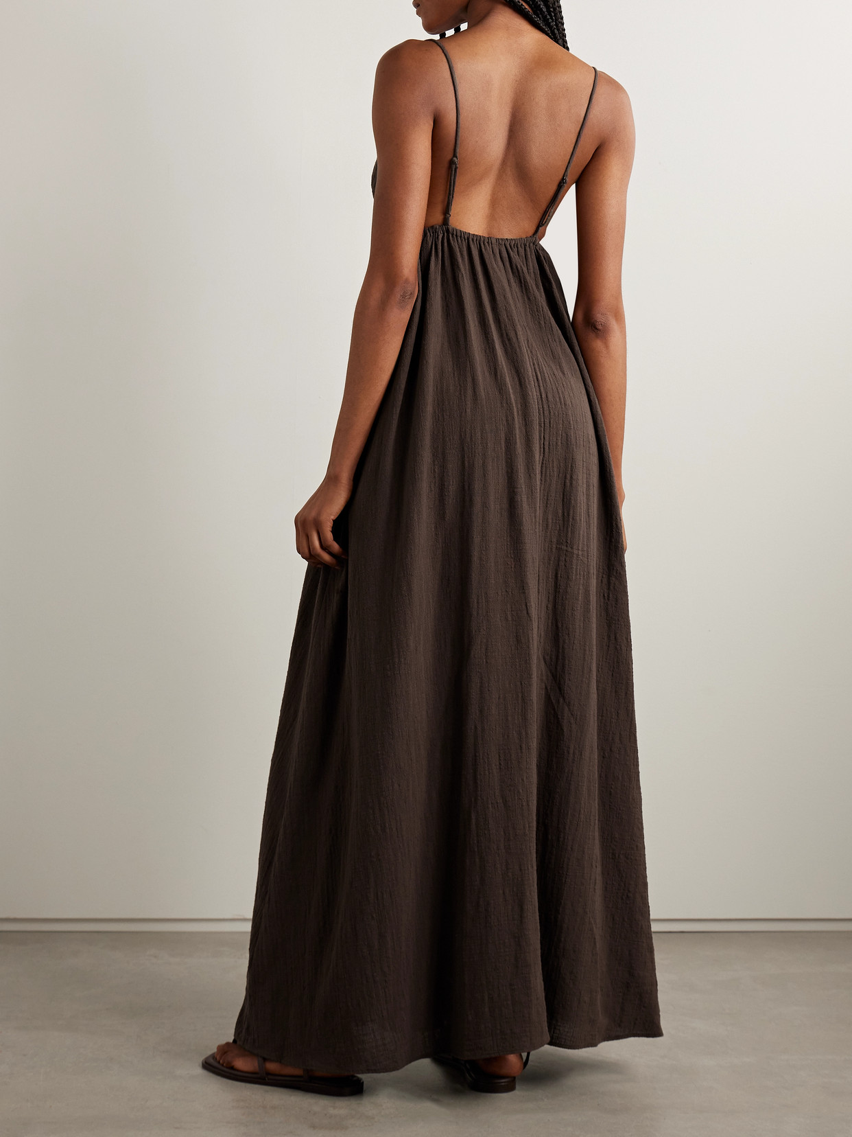 STAUD HANNA COTTON-GAUZE MAXI DRESS 