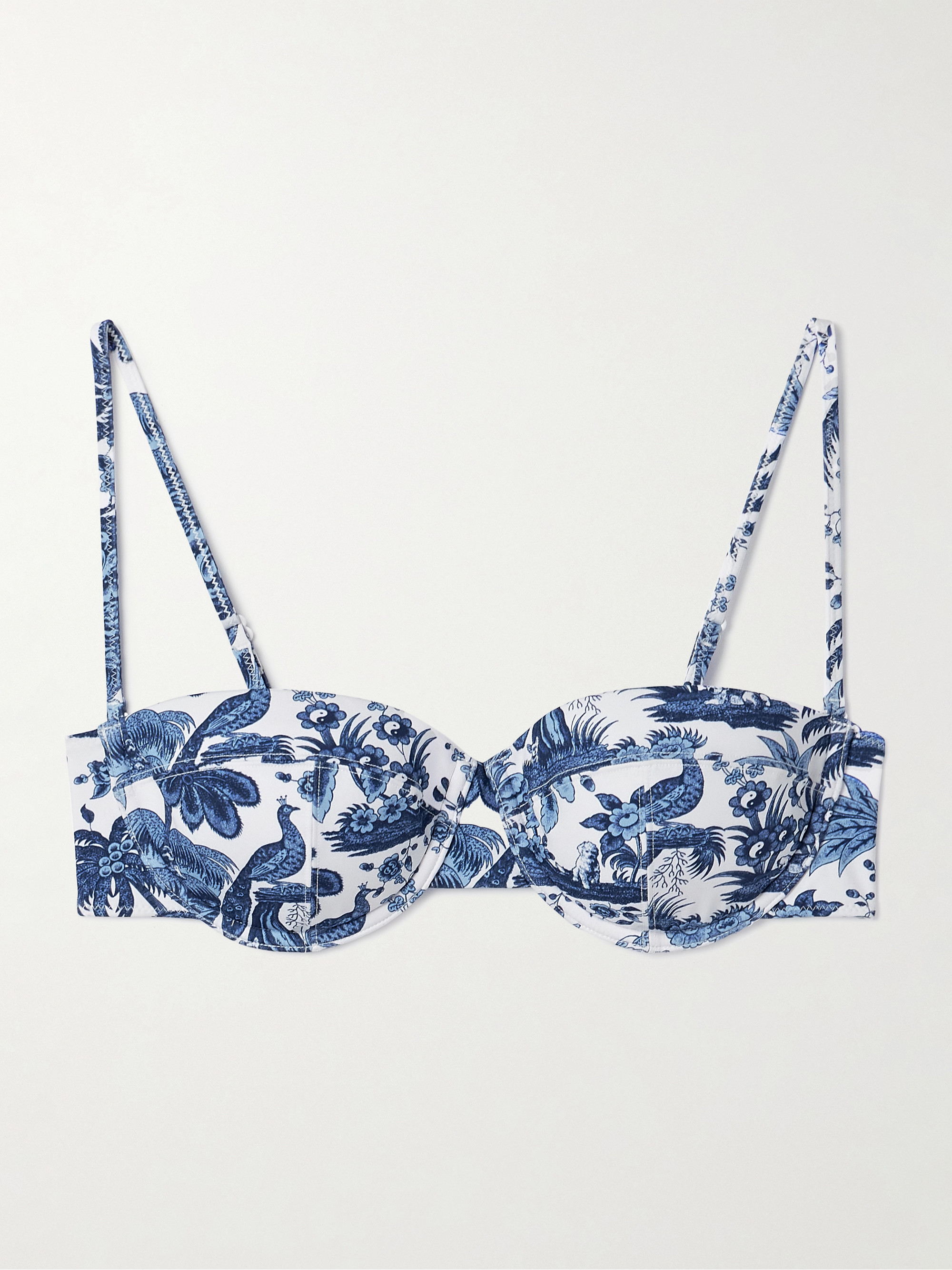 Staud Jo printed recycled underwired balconette bikini top