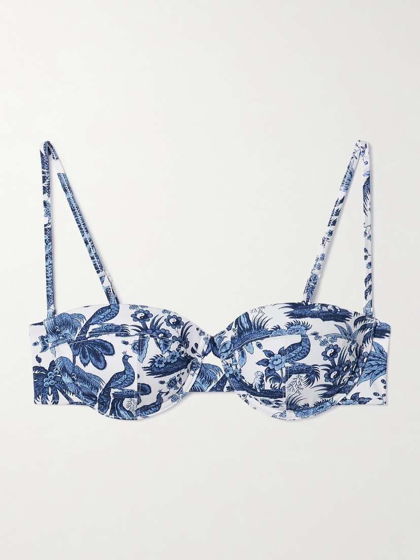Staud Jo Printed Recycled Underwired Balconette Bikini Top