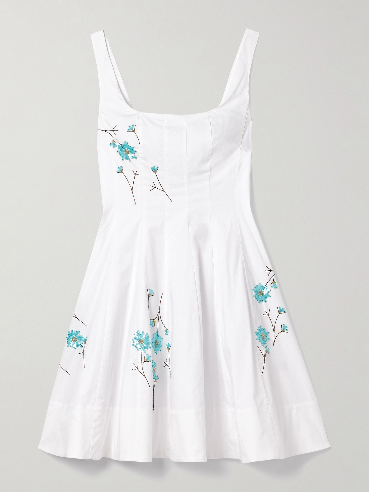 Staud Wells Pleated Embellished Cotton-blend Poplin Mini Dress