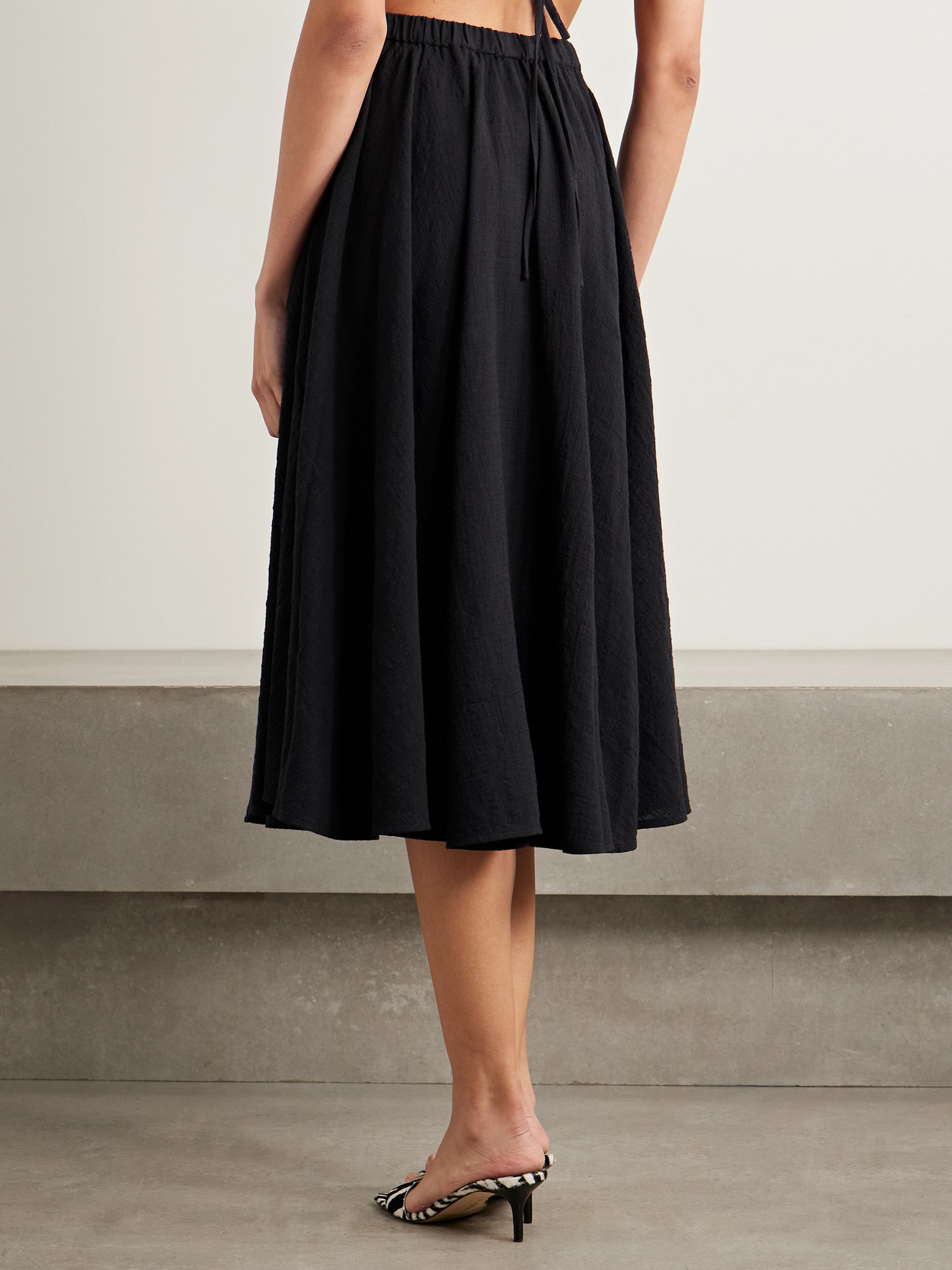Shop Staud Carla Cotton-gauze Midi Skirt