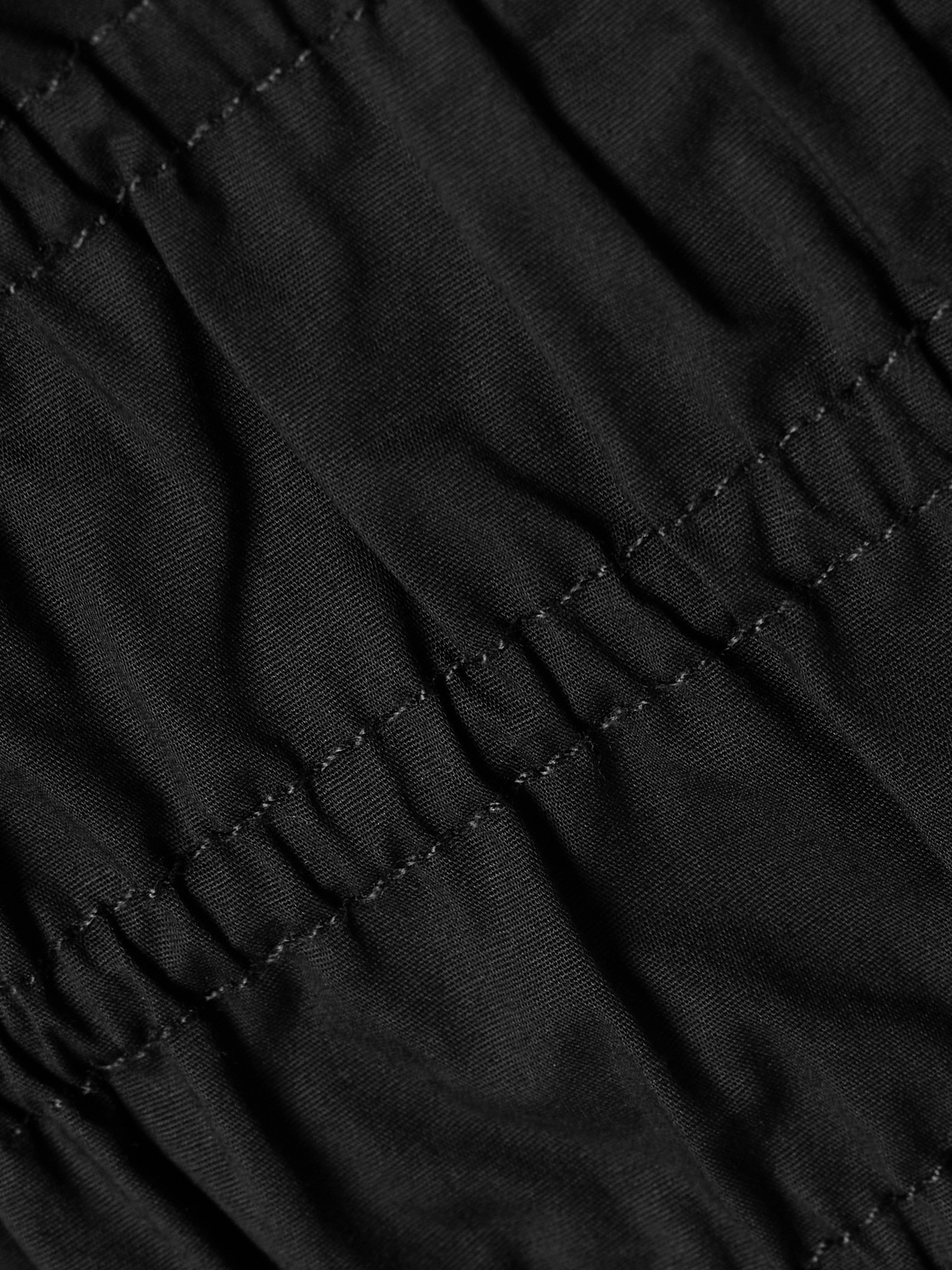 Staud Ayla Shirred Cotton-blend Poplin Peplum Top In Black