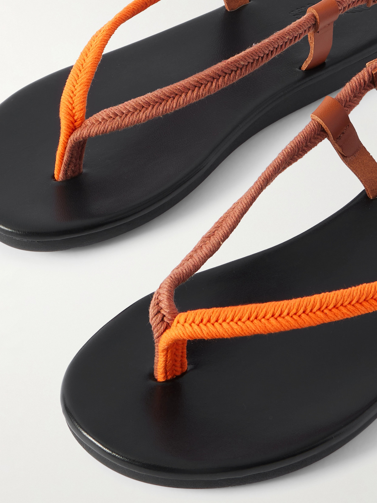 Ancient Greek Sandals Zoi Leather-trimmed Braided Cord Sandals