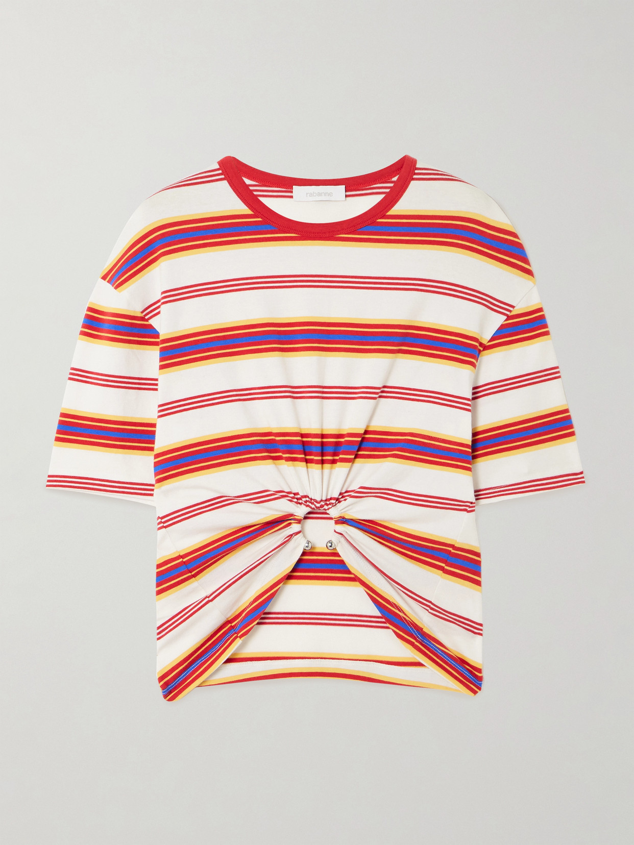Rabanne Embellished Striped Cotton-blend Jersey T-shirt