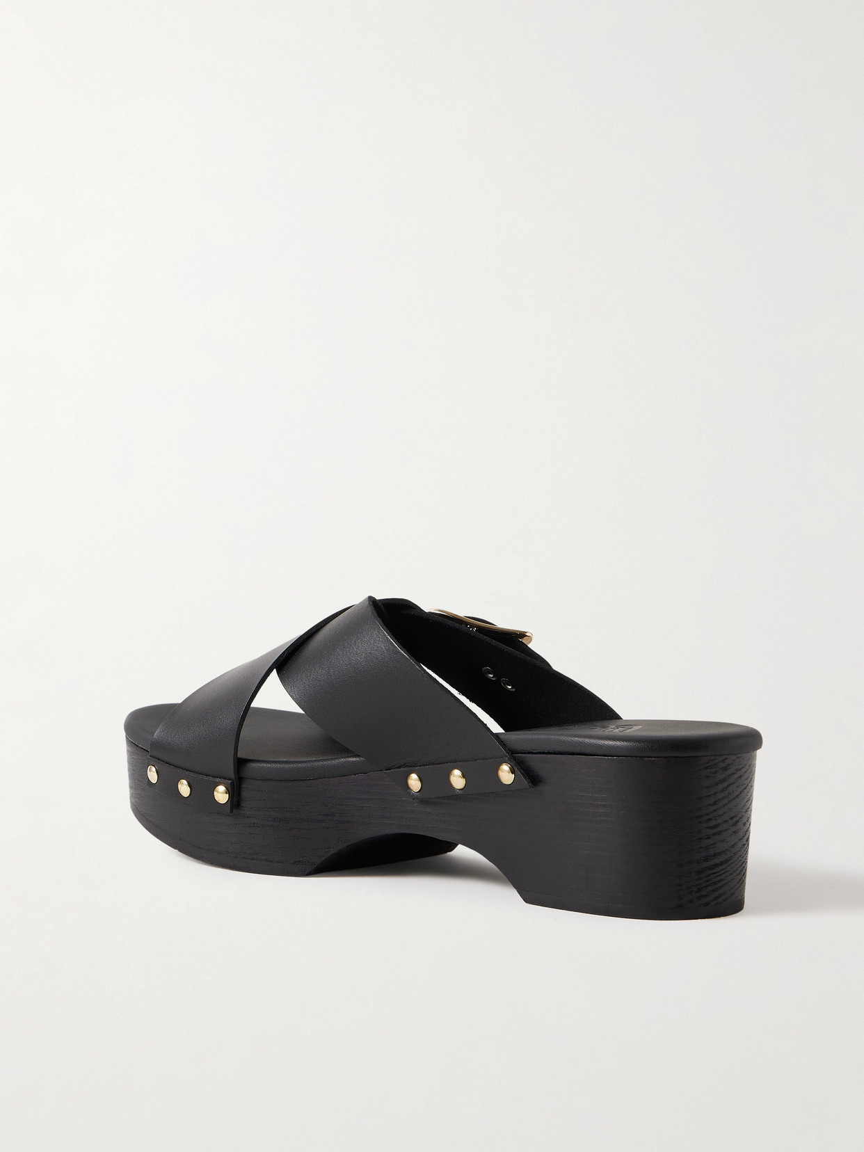 ANCIENT GREEK SANDALS MARILISA SABOT BUCKLED LEATHER PLATFORM SANDALS