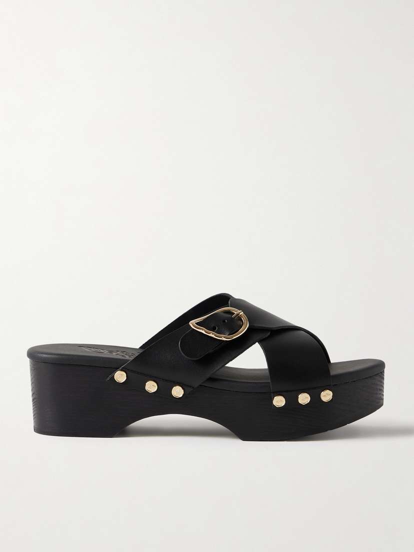 Ancient Greek Sandals Marilisa Sabot Buckled Leather Platform Sandals