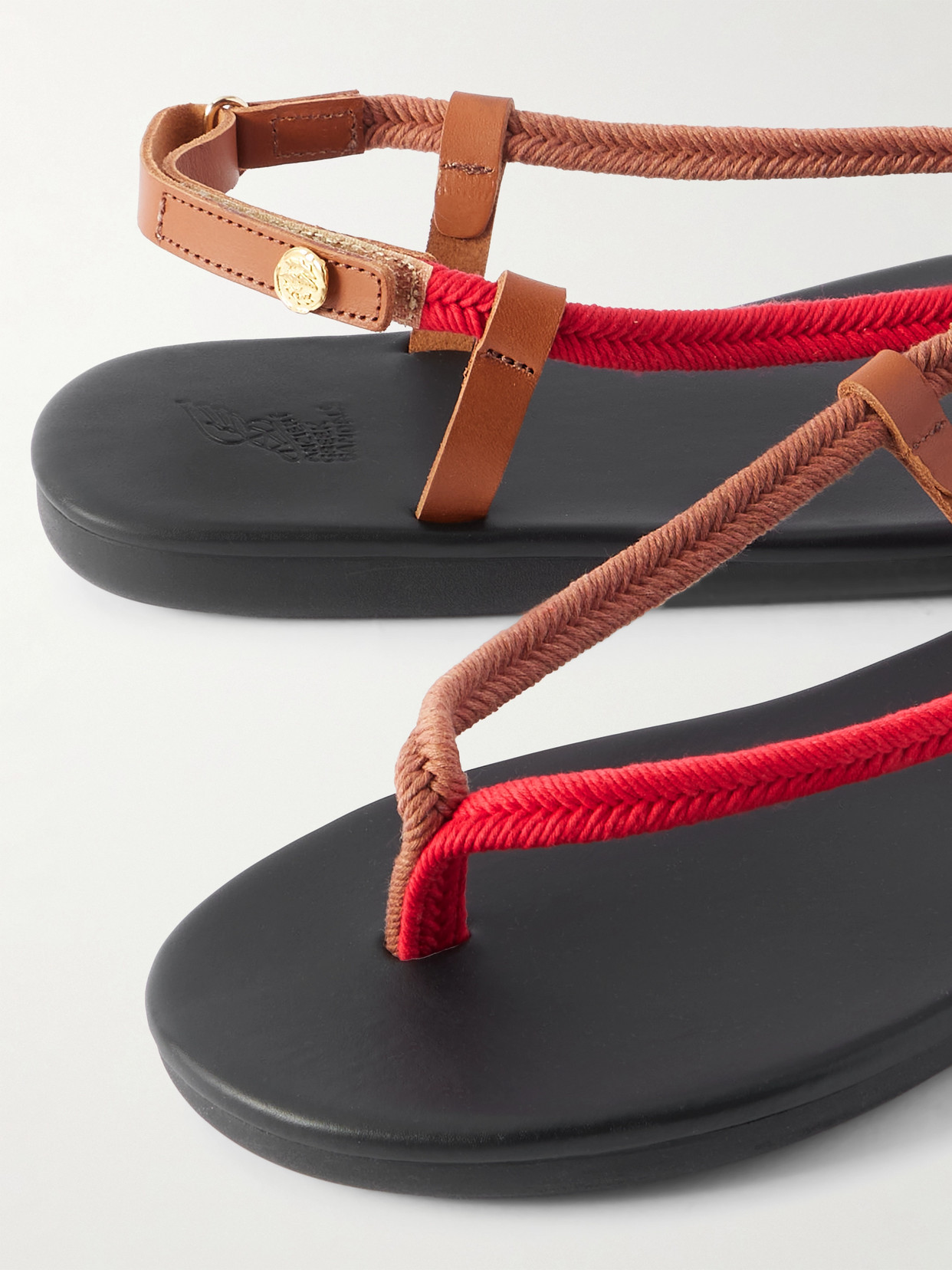 Ancient Greek Sandals Zoi Leather-trimmed Braided Cord Sandals