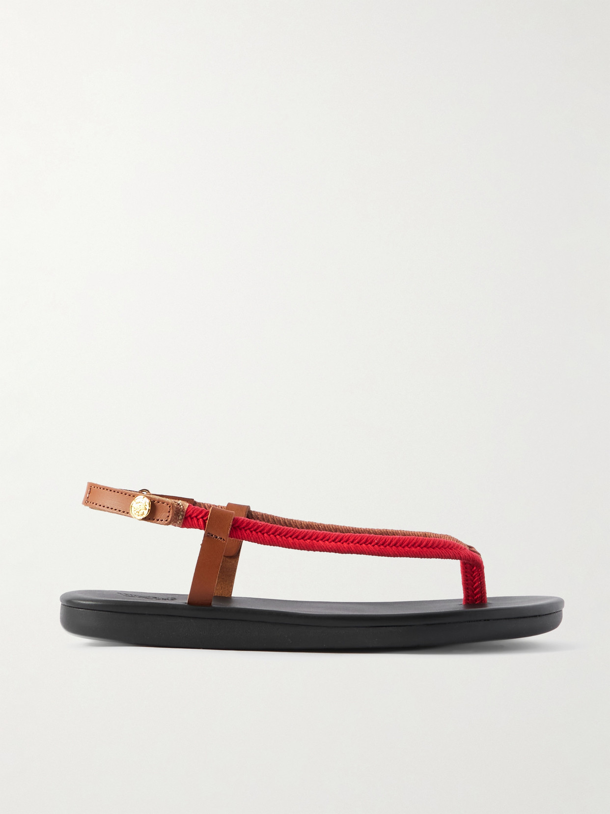 Ancient Greek Sandals - Zoi Leather-trimmed Braided Cord Sandals - Red