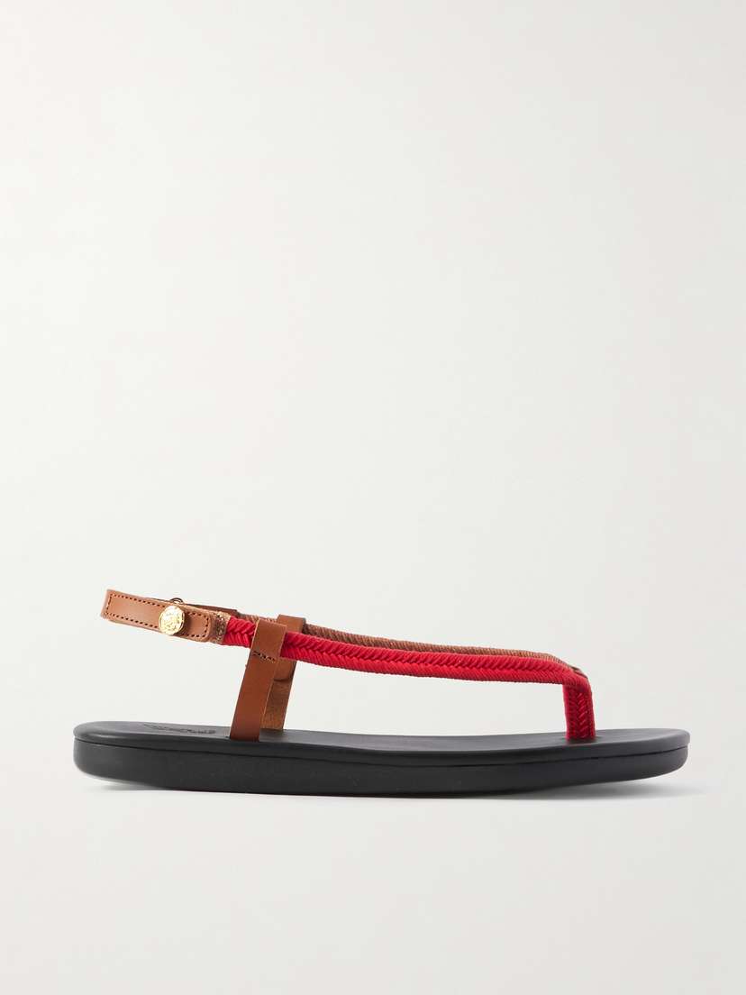 Ancient Greek Sandals Zoi Leather-trimmed Braided Cord Sandals