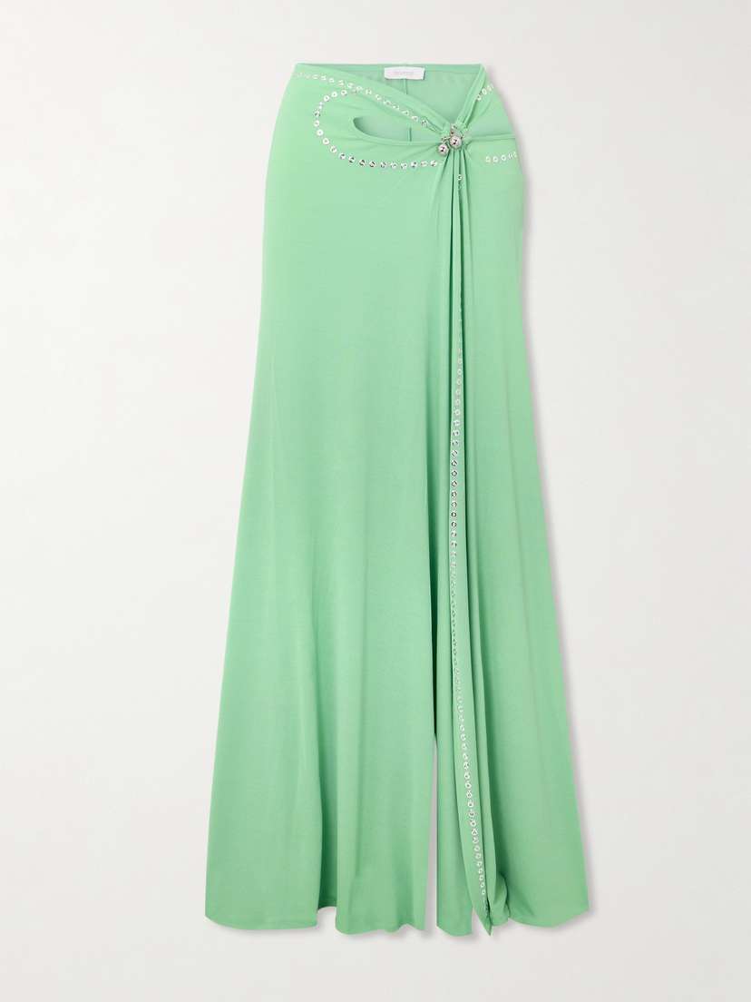 Rabanne Studded Gathered Cutout Jersey Maxi Skirt