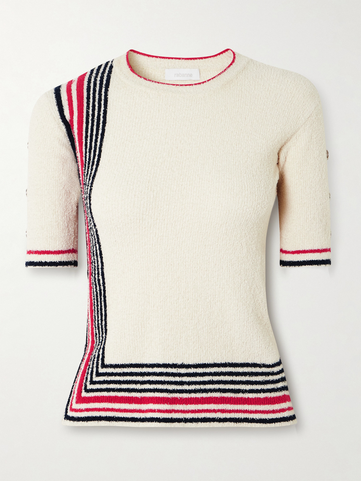 Rabanne Button-embellished Striped Cotton-blend Chenille Sweater