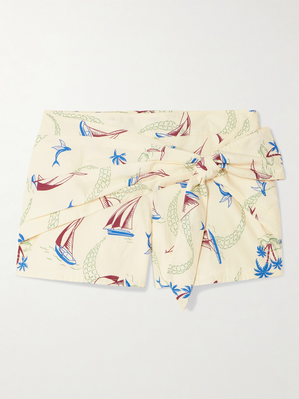 Rabanne Bow-detailed Printed Cotton Shorts