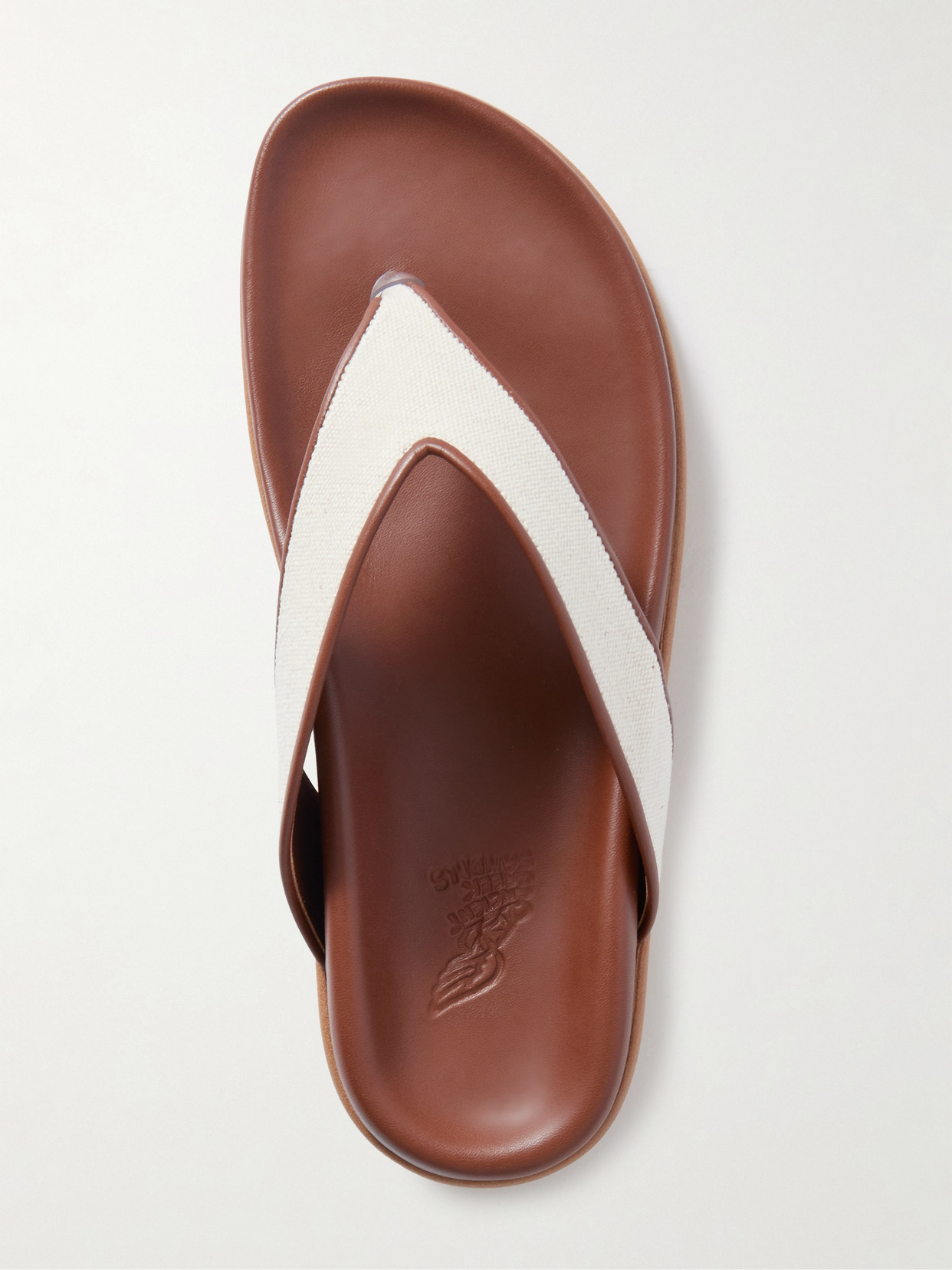 Ancient Greek Sandals Charys Leather-trimmed Canvas Flip Flops