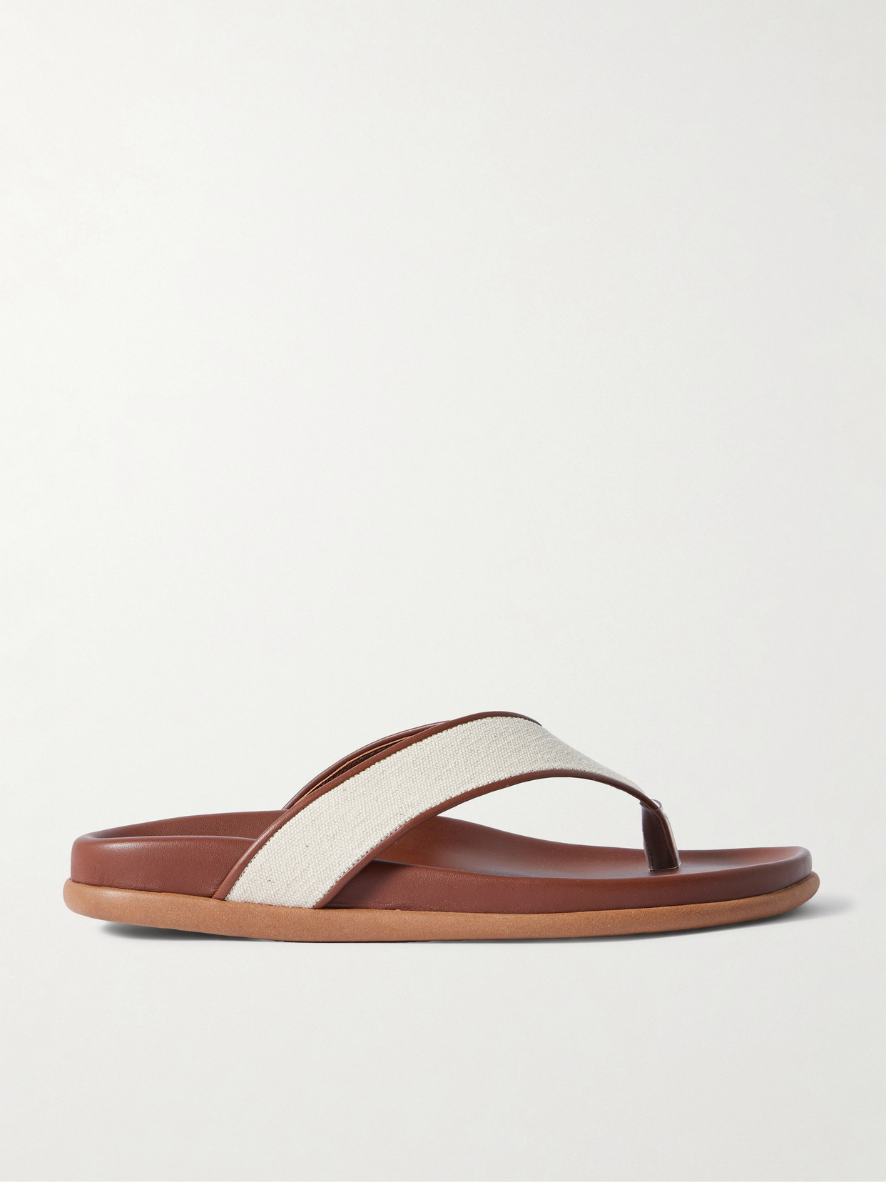 Ancient Greek Sandals Charys Leather-trimmed Canvas Flip Flops
