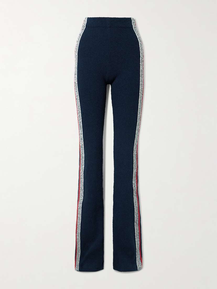 Rabanne Embroidered Striped Cotton-blend Bouclé Straight-leg Pants