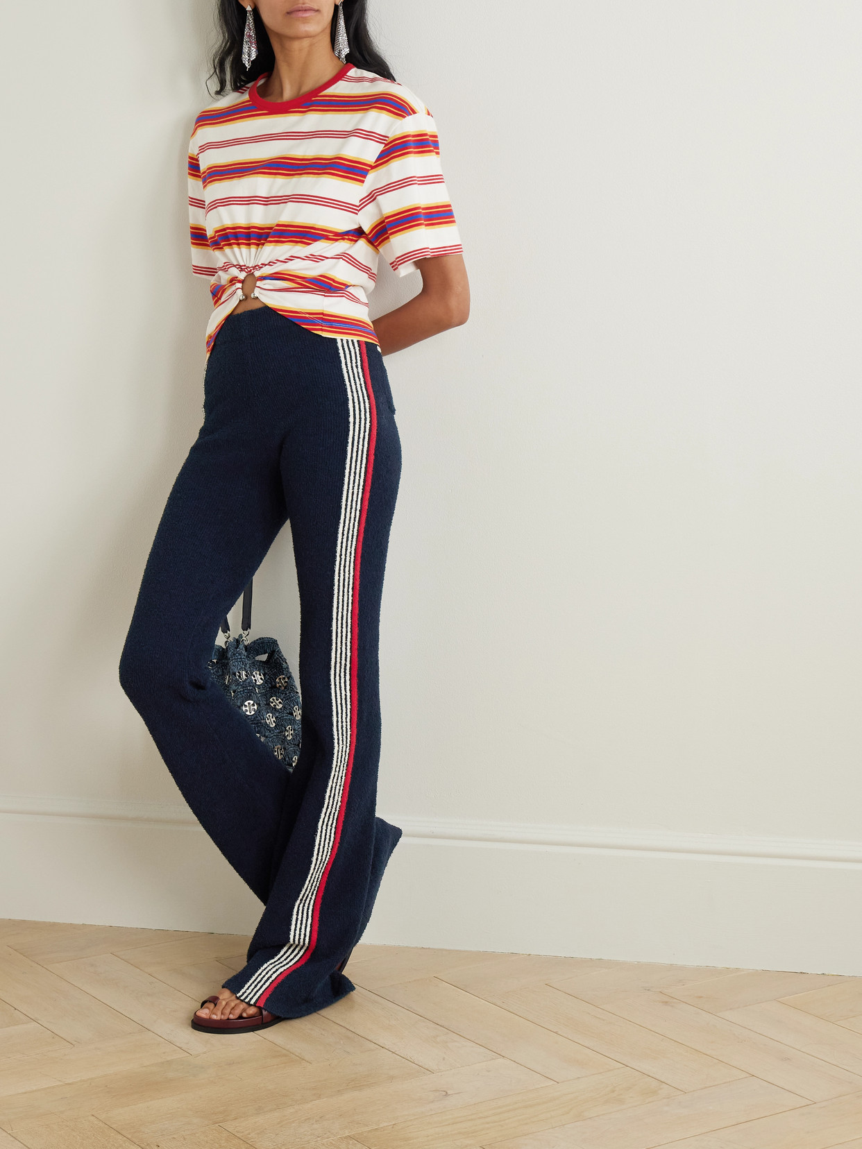 Rabanne Knitted Trousers In Blue